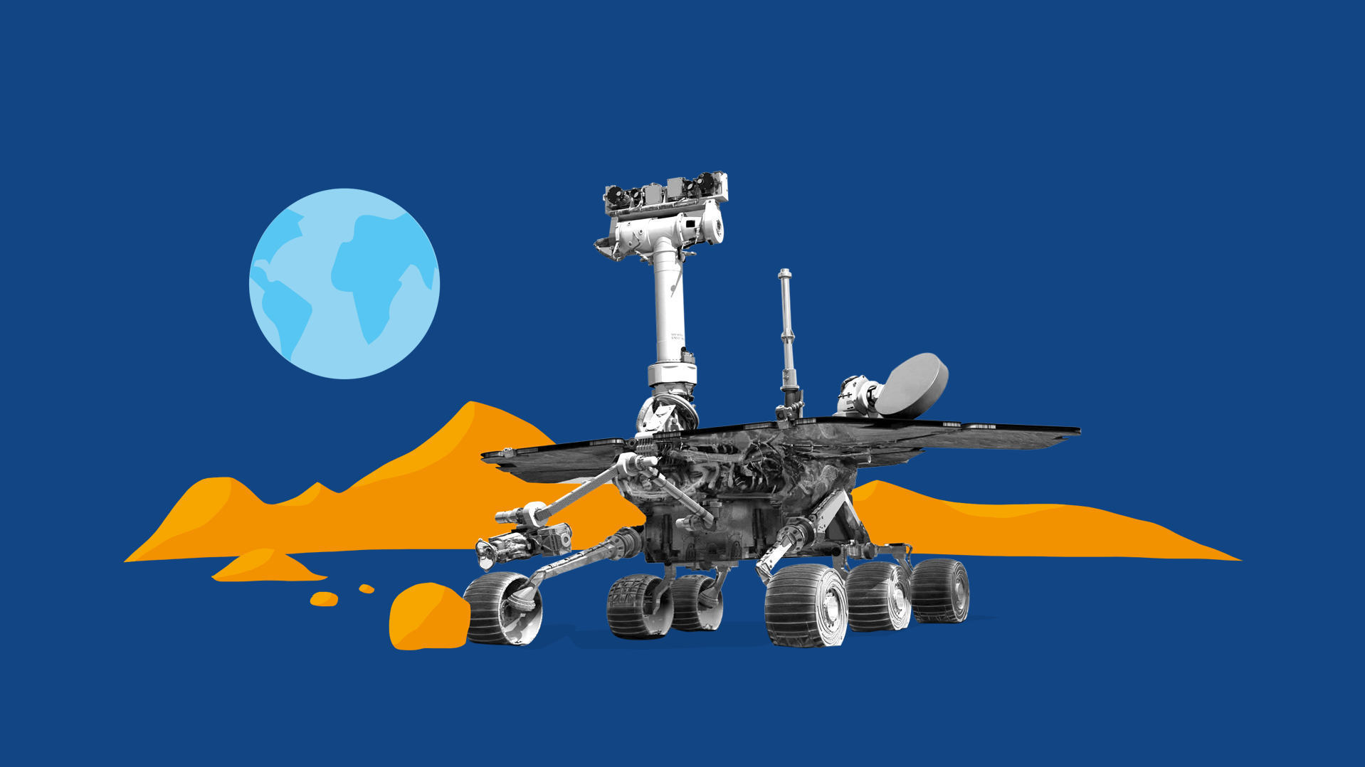 Collage showing NASA Mars Exploration Rover Opportunity on the surface of Mars