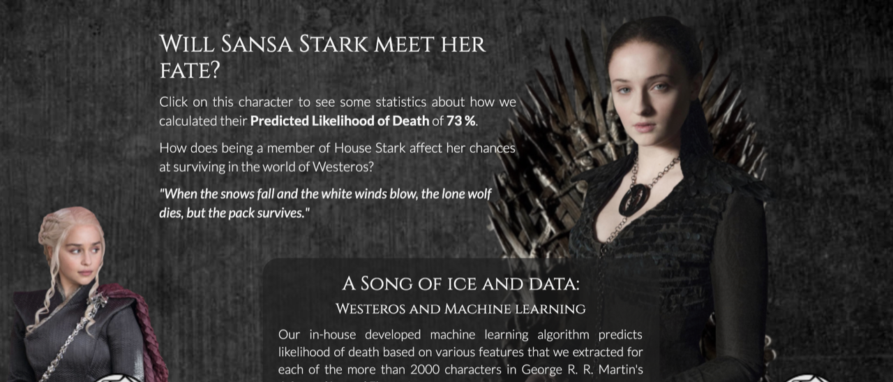 Screenshot der Hauptseite des Informatik-Projekts zu Game of Thrones