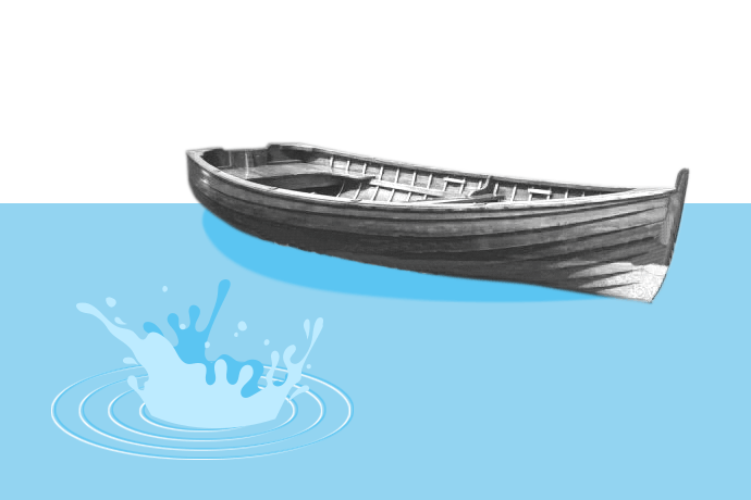 Collage: Ein Boot im Wasser