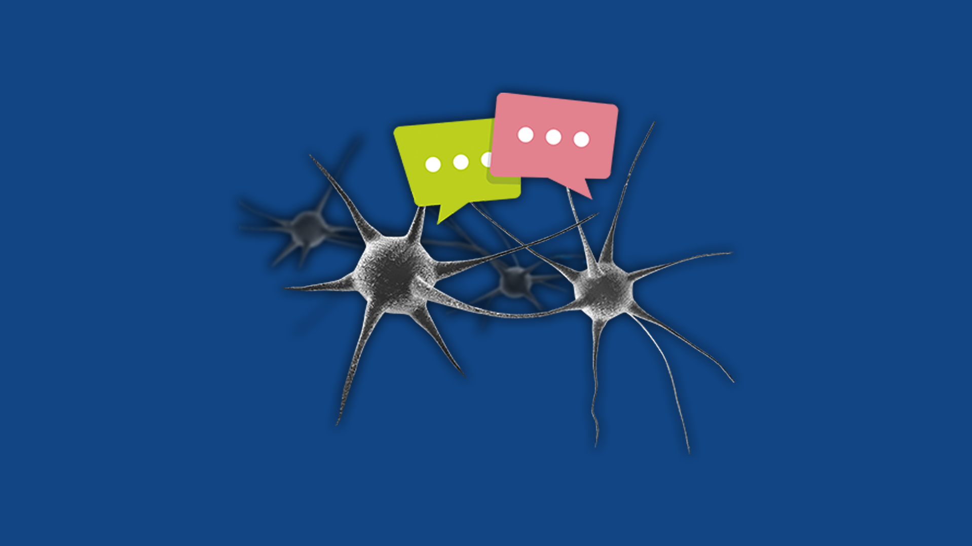 Collage of two neurons with speech bubbles