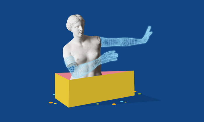Plaster cast of the Venus de Milo with digitally modelized arms