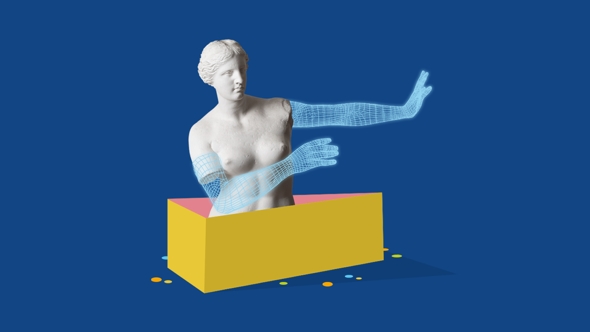 Gipsabdruck der Venus von Milo mit digital modellierten Armen
