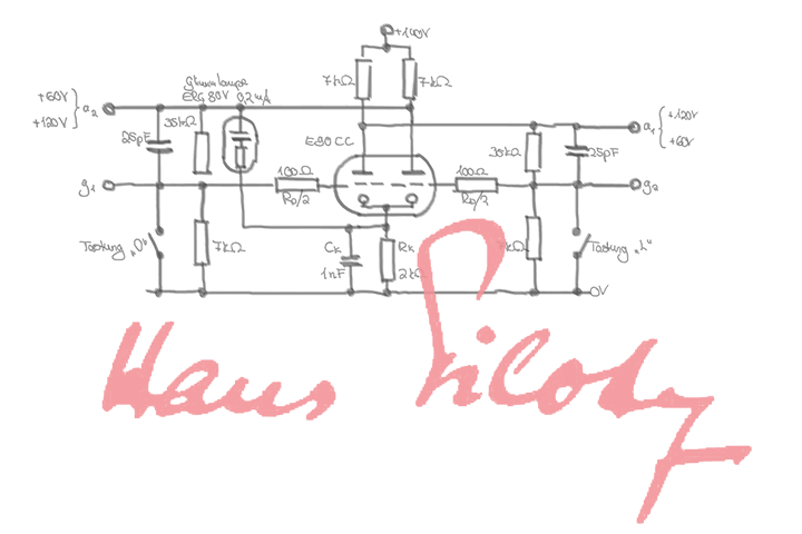 Schaltplan der PERM mit Unterschrift von Hans Piloty
