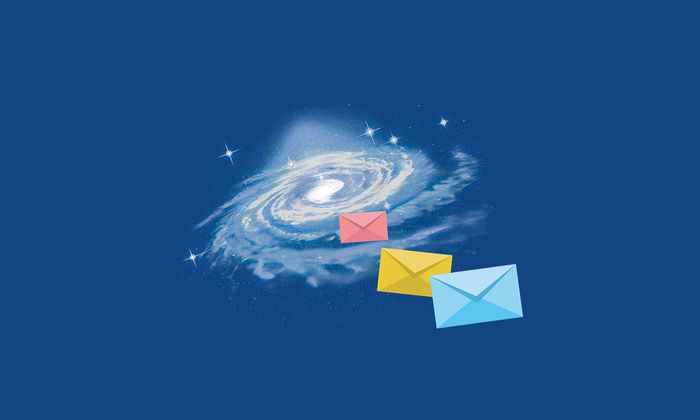 A galaxy and letters