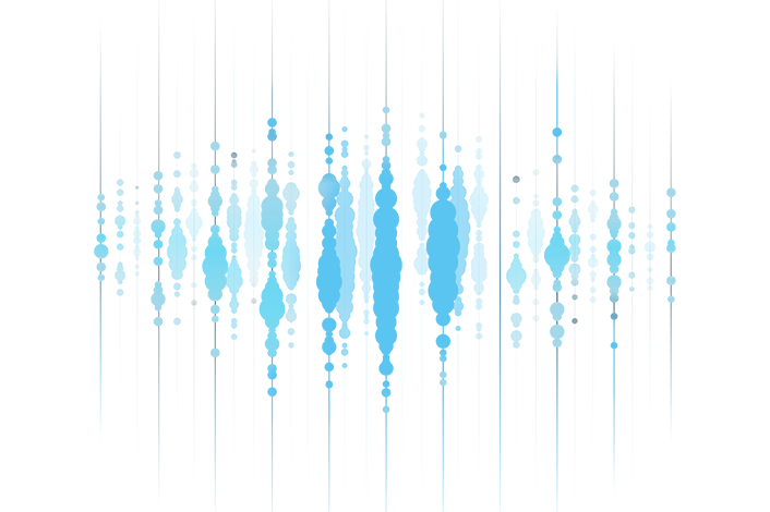 Muster-Lichtsignale der Tscherenkow-Strahlung als grafische Darstellung