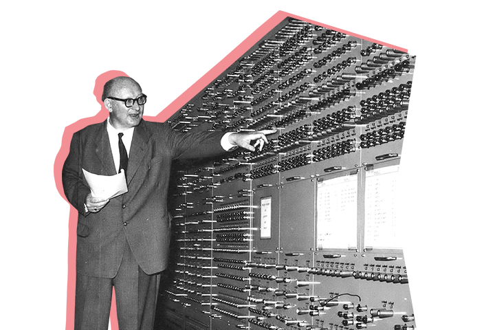 Hans Piloty with the PERM computing machine