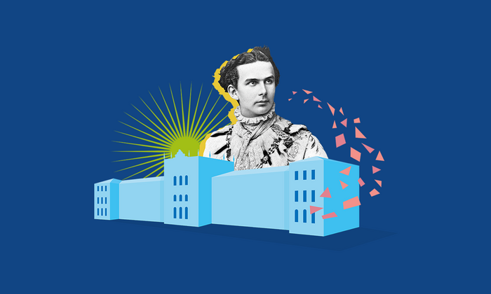 Collage featuring King Ludwig II over an illustrated polytechnic university