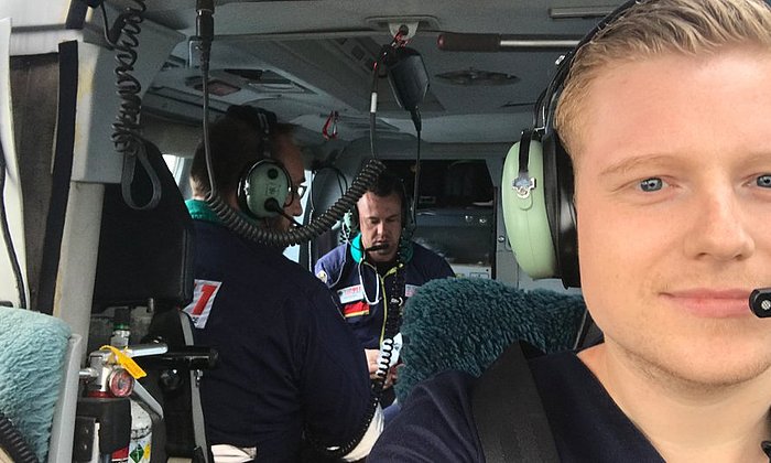 Danilo Hackner in rescue helicopter