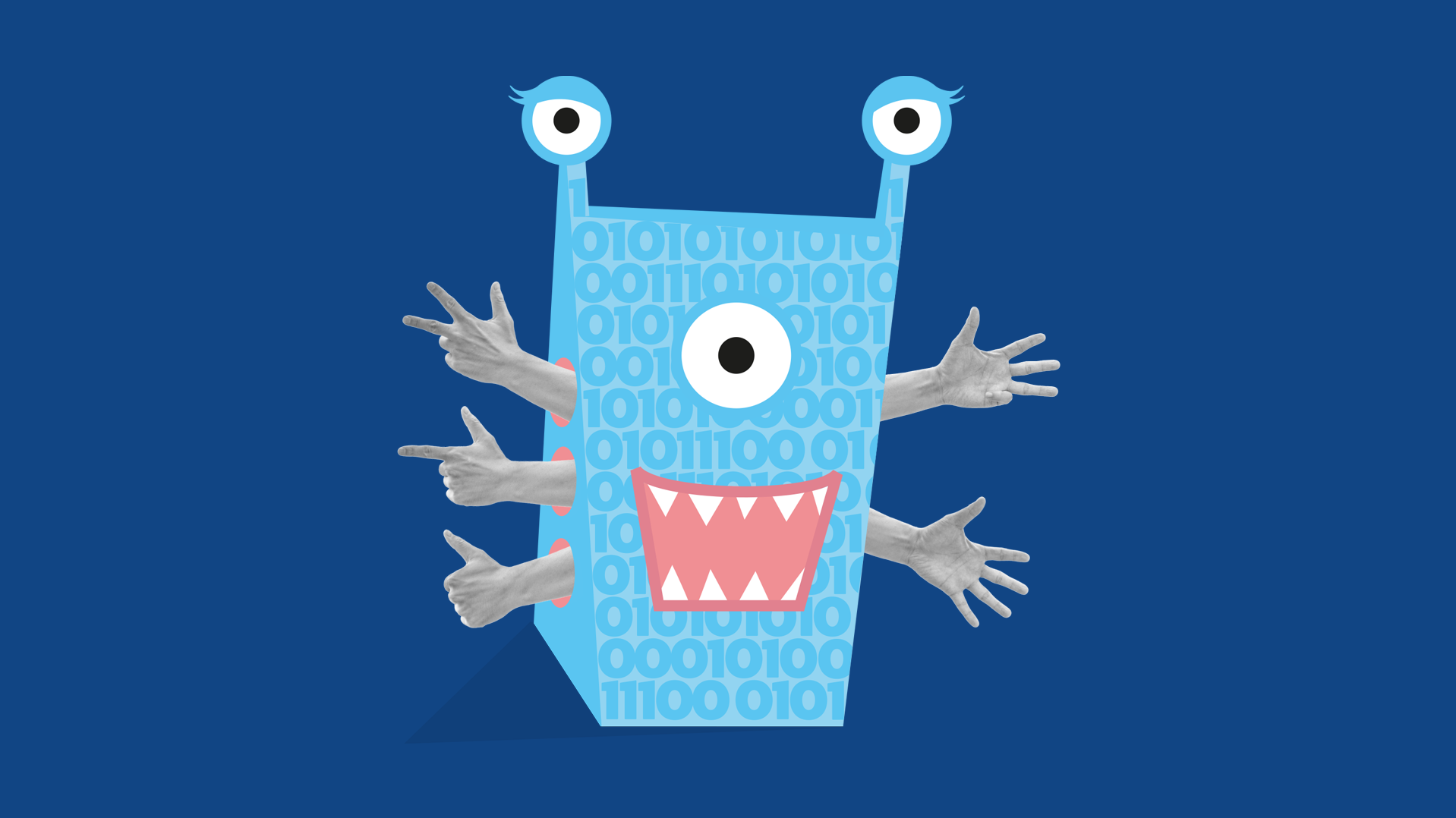 Collage of a finger-counting monster