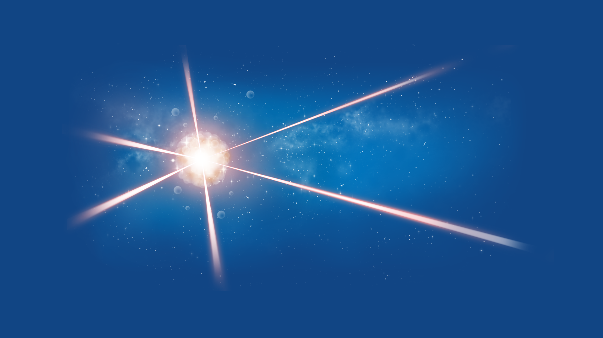 Artist's impression of an atom cloud at the crossing of laser beams created in outer space