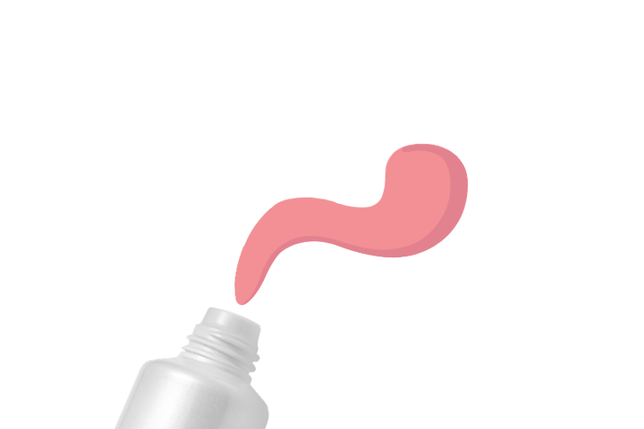 Farbtube mit austretender Farbe in rosa