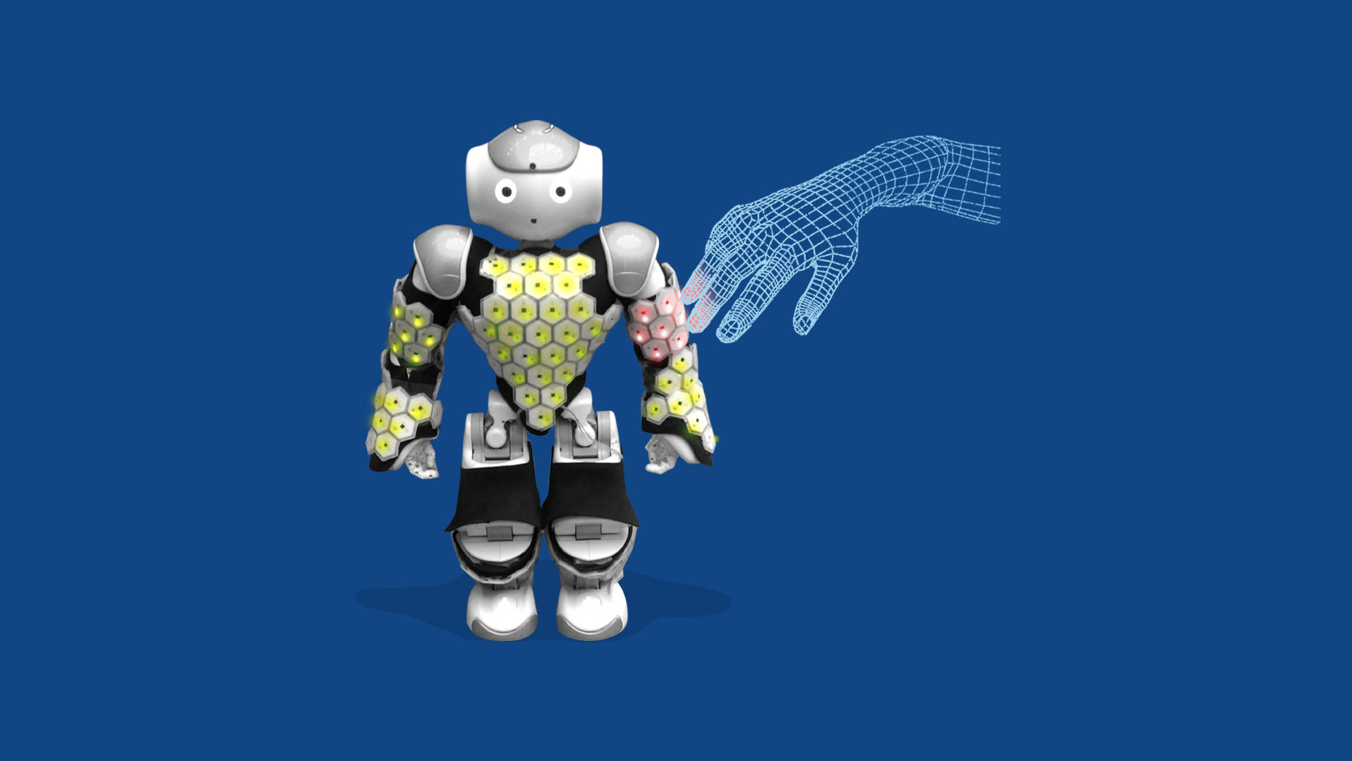 Roboter NAO mit Sensorhaut vom Institute for Cognitive Systems