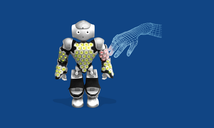 NAO robot with sensor skin by the TUM Institute for Cognitive Systems