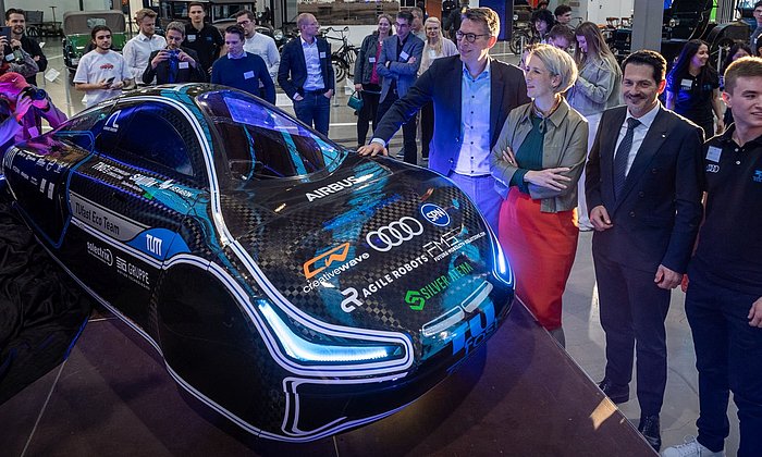 Präsentation des neuen Rennautos 2023 des TUfast Teams im Verkehrszentrum des Deutschen Museums.