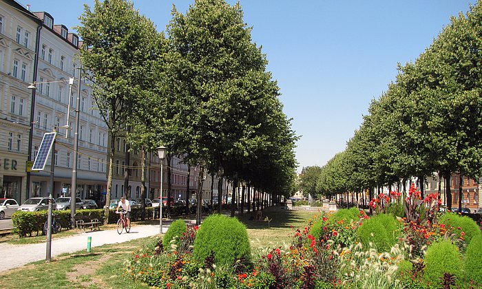 Solarbetriebene Messanlage auf dem Grünstreifen am Bordeaux Platz in München. (Foto: M. Rahman/ TUM)