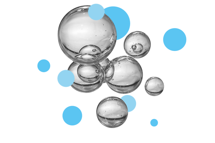 Graue und hellblaue Luftbläschen