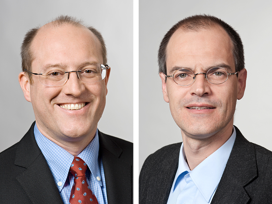 Neue Mitglieder in der Bayerischen Akademie der Wissenschaften: Prof. Gerhard Kramer und Prof. Matthias Rief (Foto: A. Eckert und A. Heddergott / TUM)