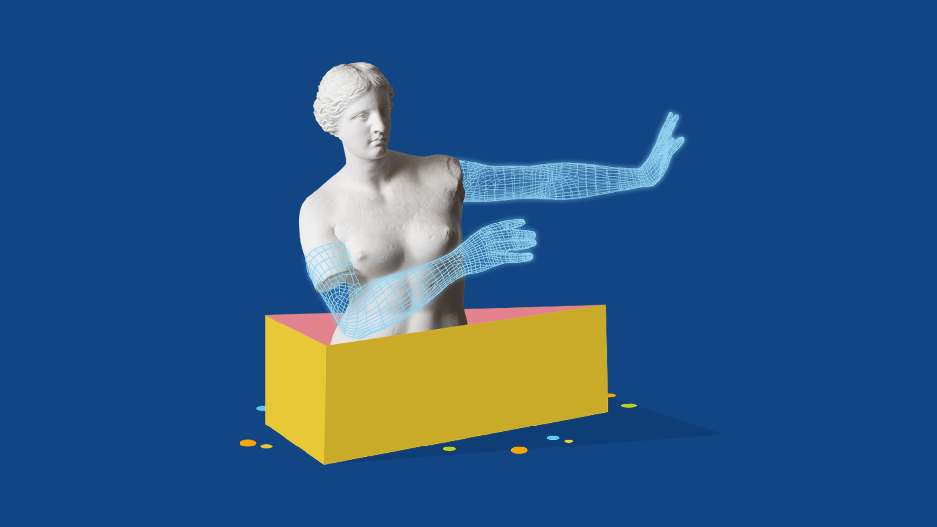 Plaster cast of the Venus de Milo with digitally modelized arms